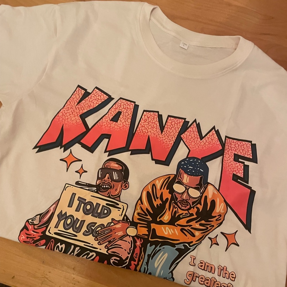 Kanye Graphic Tee - White with Red and Black Design